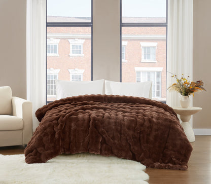 Brooklyn Loom Bubble Faux Fur 100% Microfiber Polyester  Twin XL Blanket in Green, All Season, Adult Size, OEKO-TEX Certified