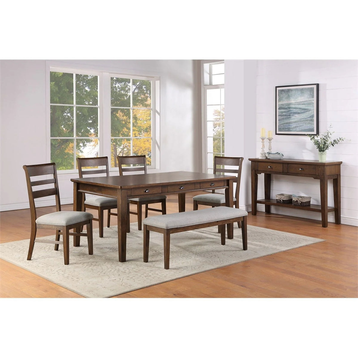 Steve Silver Ora Warm Walnut Brown Wood Serving Table