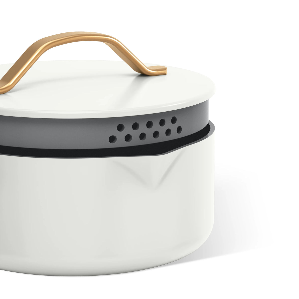 Beautiful 12pc Ceramic Non-Stick Cookware Set with Strainer Lids, White Icing by Drew Barrymore