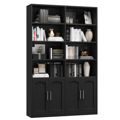Homfa 73�� Tall Bookcases with Doors, 8 Cubes 6-Tier Double Row Bookshelf, White Bookcase for Living Room Home Office