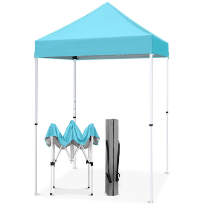EAGLE PEAK 5x5 Pop Up Canopy Tent Instant Outdoor Canopy Easy Set-up Straight Leg Folding Shelter（Blue）