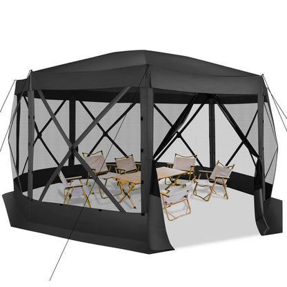 COBIZI 8x8 Pop up Gazebo Tent, Ez up Waterproof Screen Tent Screen House, Portable Outdoor Canopy Sun Shelter with 3 Sidewalls, Carry Bag & Ground Stakes for Camping, Garden and Picnics, Gray