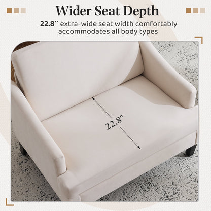 Bezseller Oversized Accent Chair with High Back, Armchair for Living Room or Bedroom, Beige