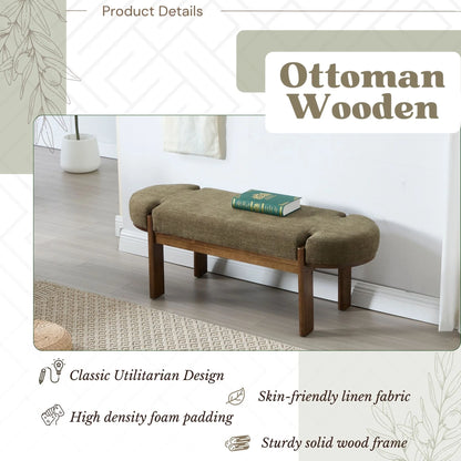 Dayalane 51" Modern Upholstered Bedroom Bench, Linen End of Bed Bench with Wooden Legs for Living Room, Entryway,Hallway Footrest, Beige