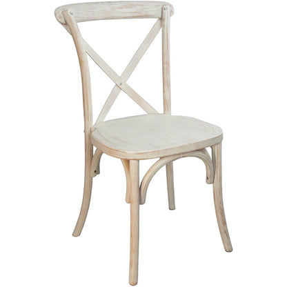 Merrick Lane X-Back Bistro Style Wooden High Back Dining Chair in Lime Wash, Wood