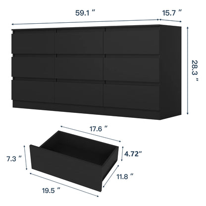 Kadyn White Chest of Drawer, 6 Double Drawer Dresser for Bedroom, Modern Storage Cabinet for Living Room, Dresser