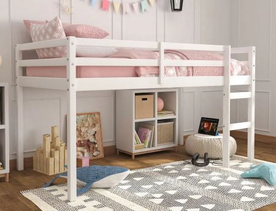 HH2Home Campbell Wood Twin Junior Loft Bunk Bed, White