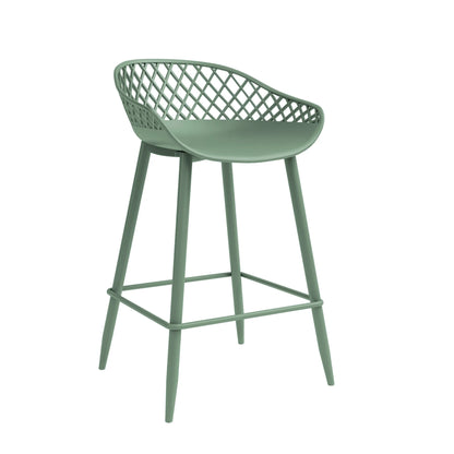 Kurv Indoor and Outdoor Counter Stool - Aloe Green - Set of 2