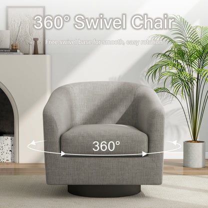 DREAMSIDEA Swivel Barrel Accent Chair for Living Room, Modern Upholstered Round Club Armchair-Cream