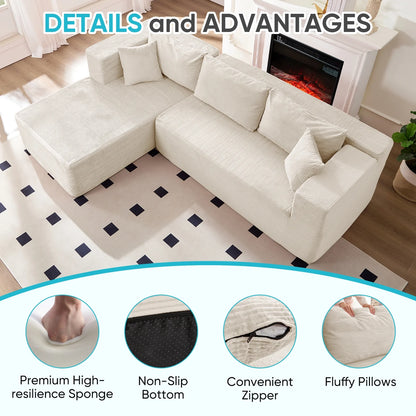 ZAFLY 106" Cloud Sectional Couch with Chaise, No Assembly Required L Shaped Sleeper Sofa, Oversized Deep Seat Modular Couches and Sofas for Living Room - Right, Black