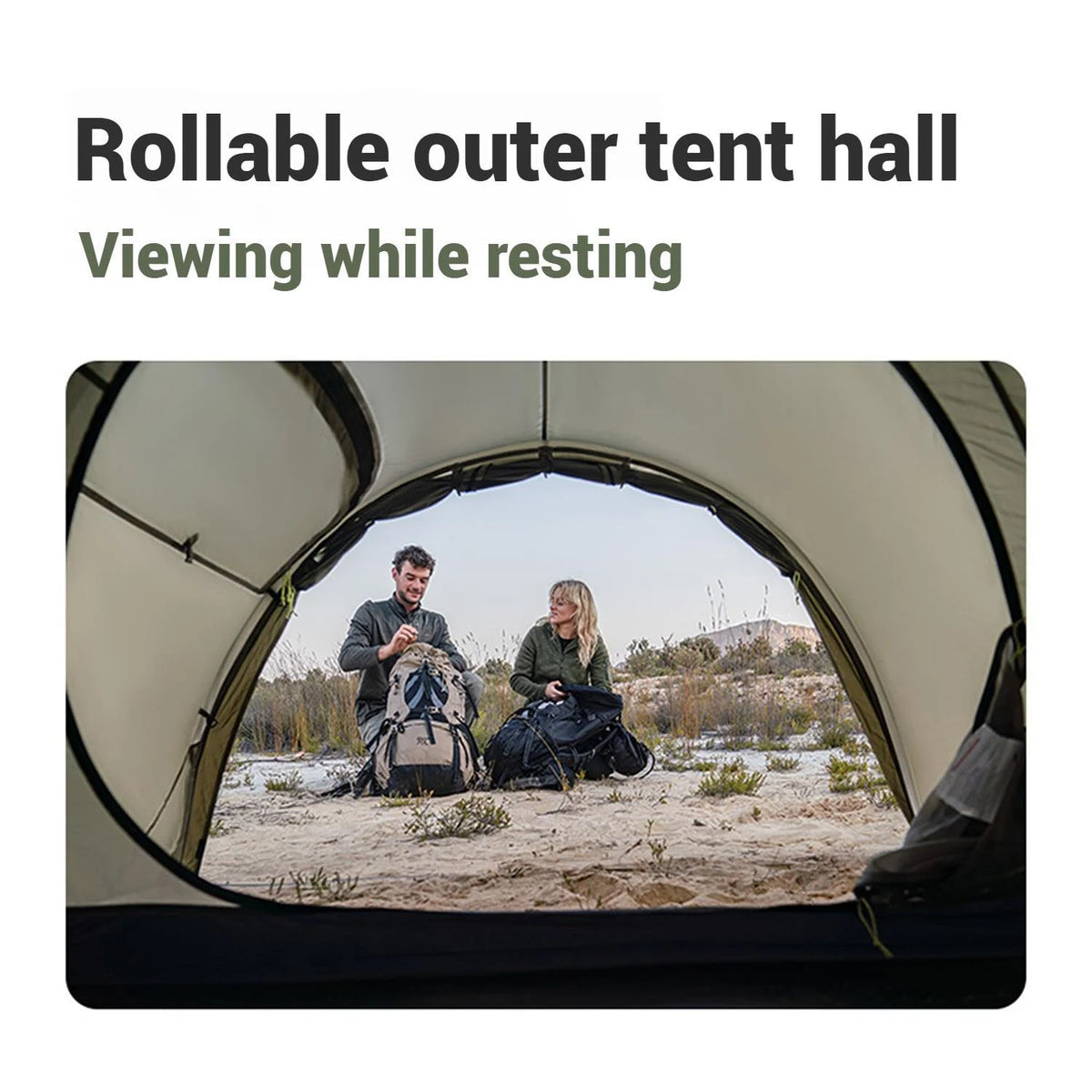 Naturehike, Ultralight Hiking Tent, Tear-resistant Tunnel Tent, Waterproof Camping Tent, Windproof Tent with Hall, 15D Lightweight Silicone-coated Nylon Fabrics,Large size for 2/3 Person.