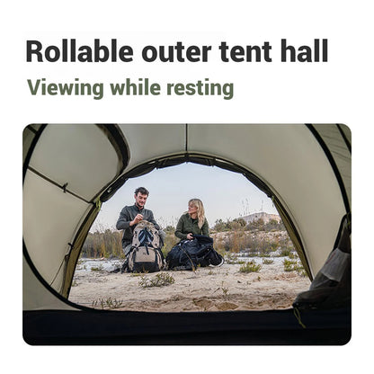 Naturehike, Ultralight Hiking Tent, Tear-resistant Tunnel Tent, Waterproof Camping Tent, Windproof Tent with Hall, 15D Lightweight Silicone-coated Nylon Fabrics,Large size for 2/3 Person.