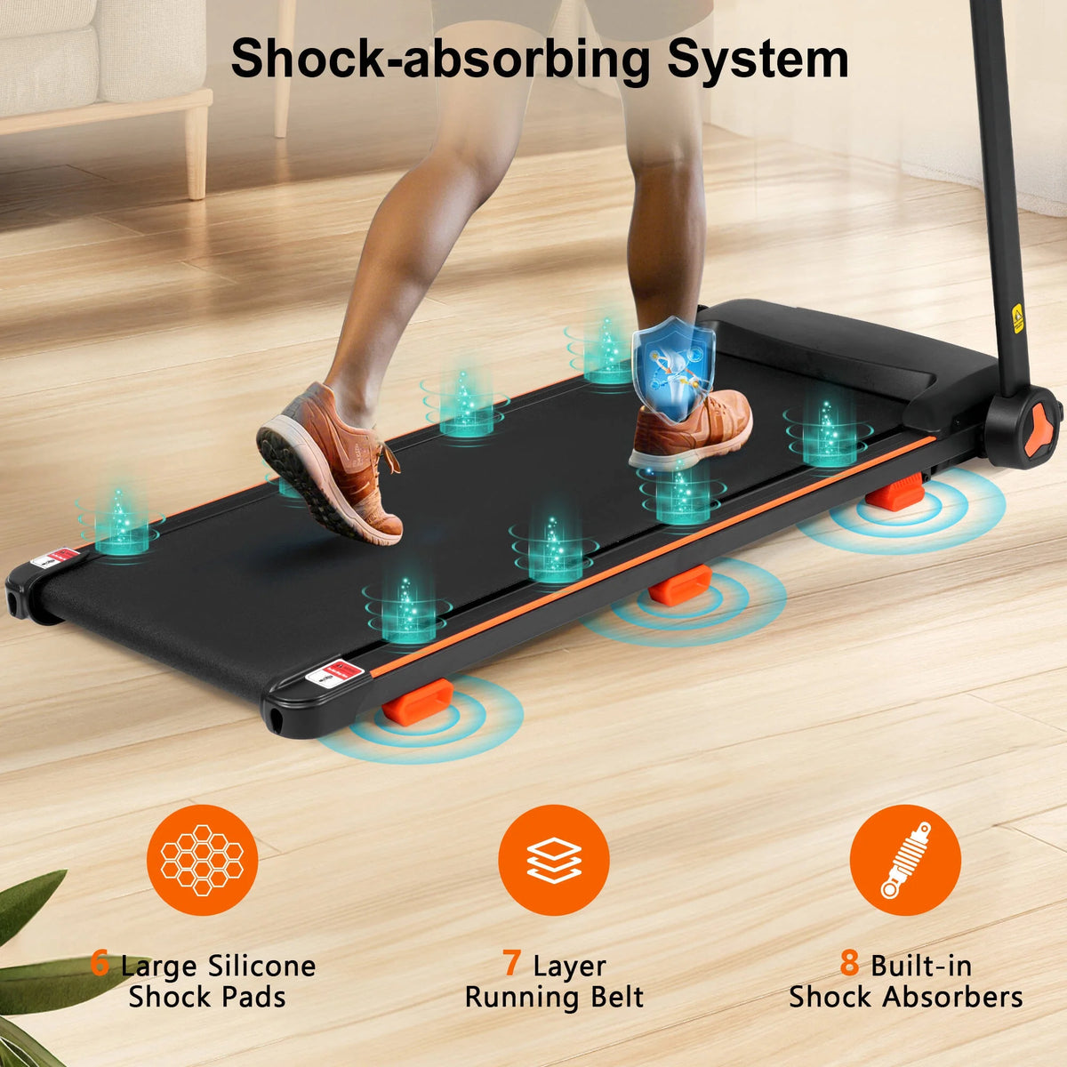 EUROCO 300 LBS Portable Folding Treadmill,2.5 HP Foldable Compact Treadmill with LED Display, Adjustable Incline,Heart Rate Sensor,Charge Station,Bluetooth Speaker and 6 Shock-Absorbing for Home