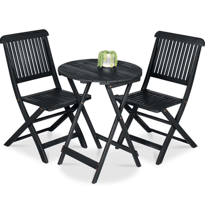Best Choice Products 3-Piece Acacia Wood Bistro Set, Folding Patio Furniture w/ 2 Chairs, Table - Natural
