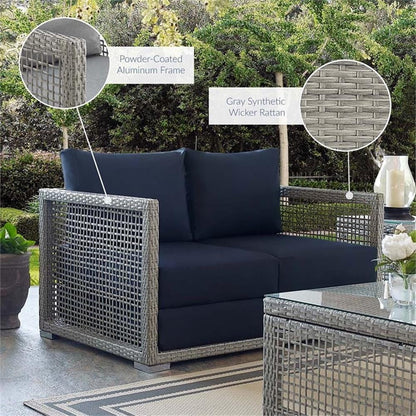 Afuera Living Wicker Patio Loveseat in Gray