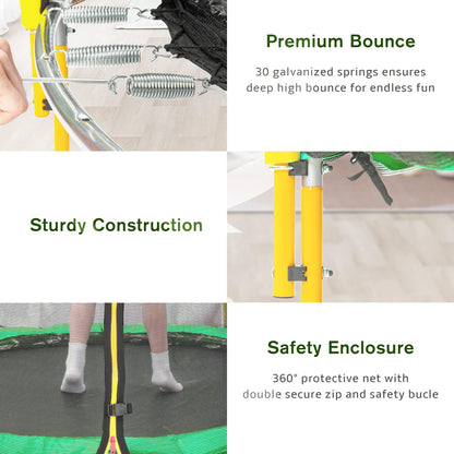 Leuco 66" Kids Trampoline with Basketball Frame, Rubber Ball and Enclosure Net, 5.5ft Mini Small Toddler Trampoline Toys for Indoor and Outdoor Use, Age for 1-8 years old