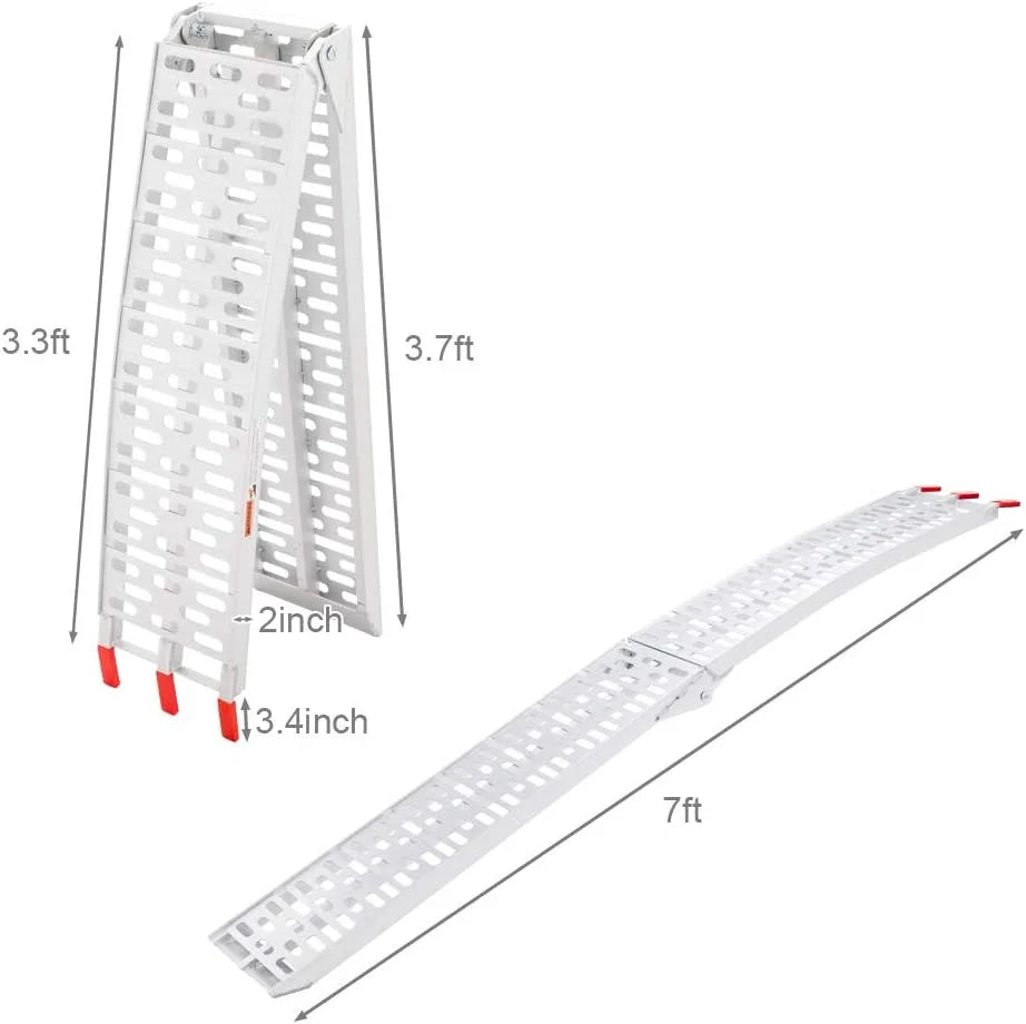 TUFFIOM Aluminum Truck Ramp N/A 7ft Aluminum Folding 1500 lb Maax Load - Silver