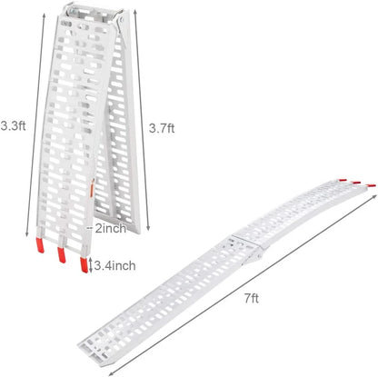 TUFFIOM Aluminum Truck Ramp N/A 7ft Aluminum Folding 1500 lb Maax Load - Silver