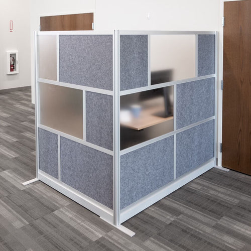 Luxor Freestanding Modular Room Divider Wall System with Built-in Cable Management Tray - 70" x 70" Add-On Wall