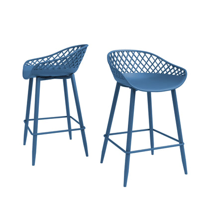 Kurv Indoor and Outdoor Counter Stool - Aloe Green - Set of 2