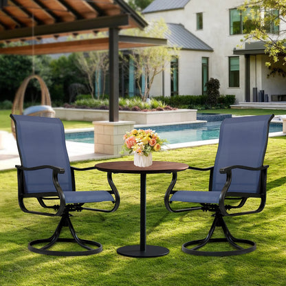 Patio Swivel Chairs Set of 2, Outdoor High Back Rocker Dining Chairs with All-Weather Textilene Mesh and Metal Frame, Comfortable Swivel Chairs for Patio, Garden, Deck, and Backyard (Beige)