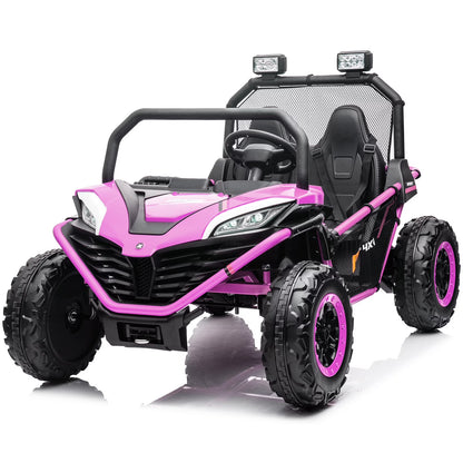 OTTORD 24 V Ride on Car UTV 2 Seater, 2x200W Electric Car Truck with Metal Frame, Brake&Gas Pedal, EVA Tires,3 Speed (Purple Pink)
