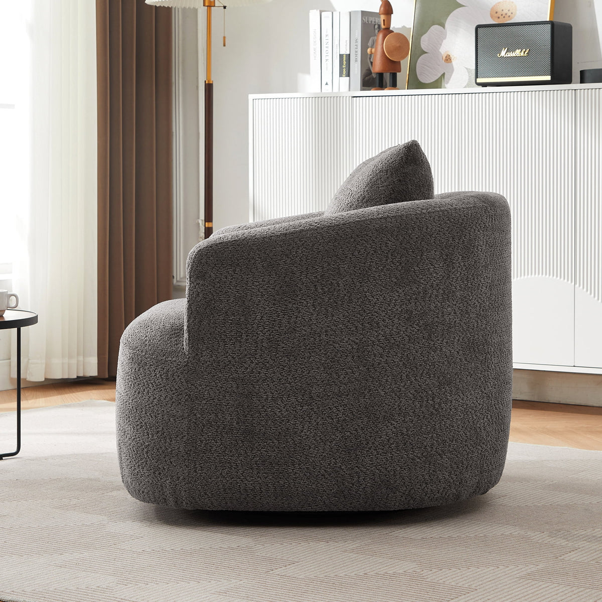 Harper & Bright Designs 360�� Swivel Accent Chair, Barrel Chair Swivel Upholstered Sofa Chair with Cushion for Living Room Office, Beige