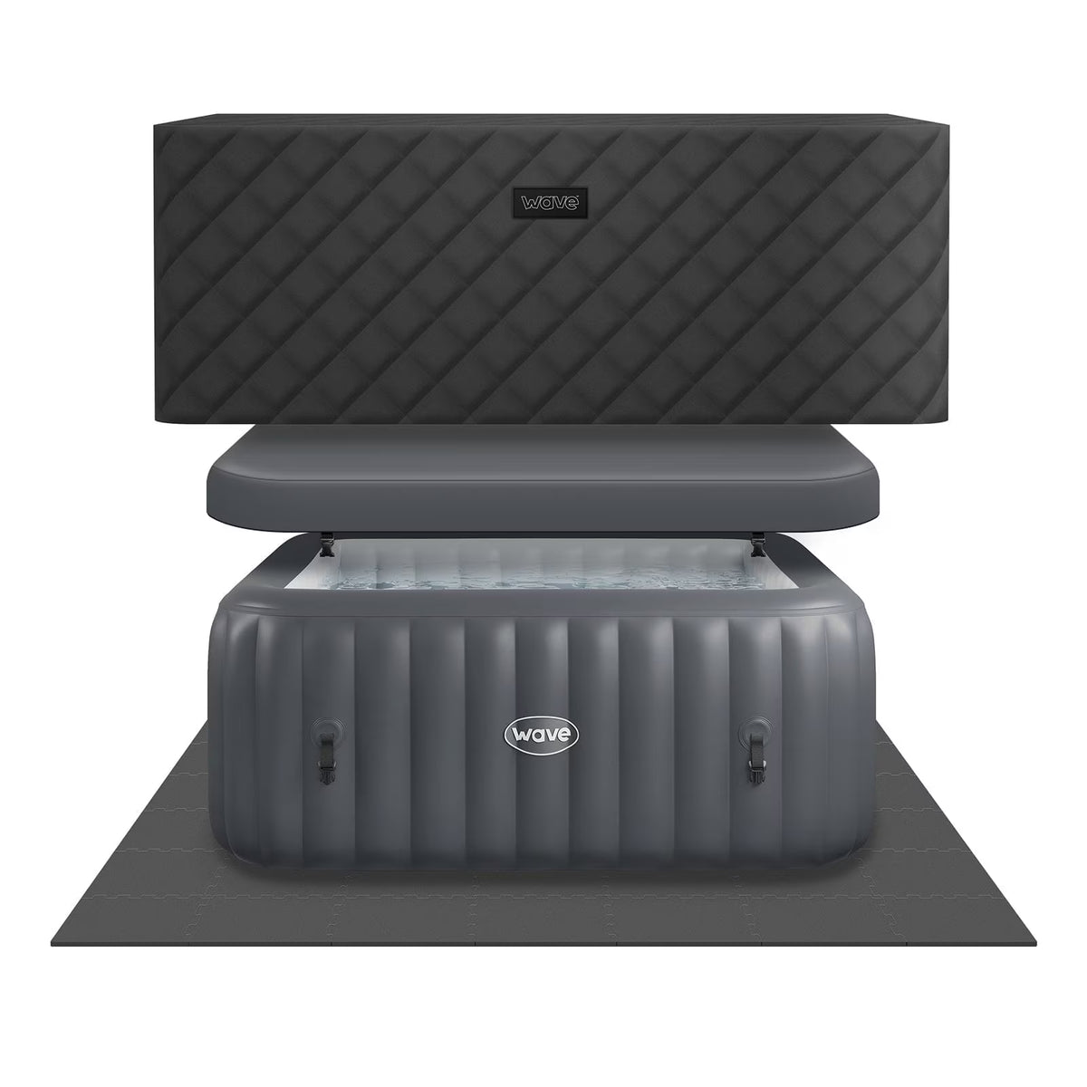 Wave Pacific | 6-Person Inflatable Hot Tub | EnergySave Bundle | Dark Gray