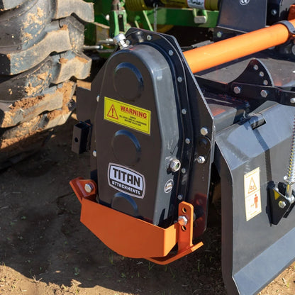 Titan Attachments 72n PTO Driven Rotary Tiller, Category 1, 3 Point Hitch, Single Speed Gear Drive, L-Shaped Tines Work 5in Deep