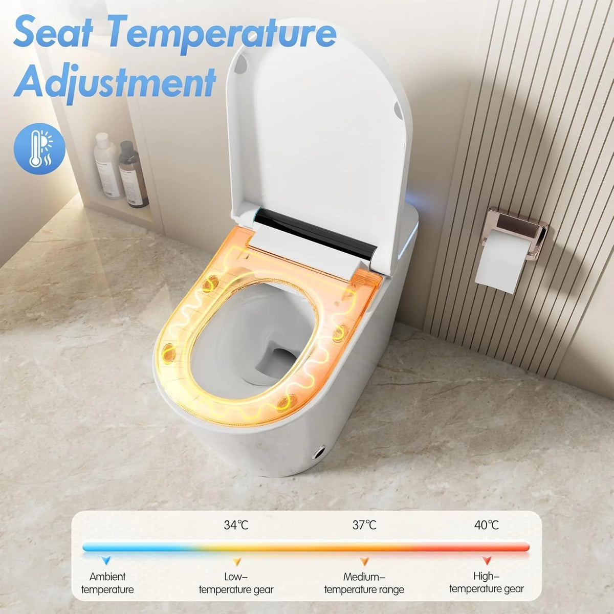 LALAHOO Smart Toilet with Bidet Built in, Auto Open & Close, Elongated Heated seat, Foot Sensor Flush, LED Display, Warm Water Wash, Dryer, Night Light, Black