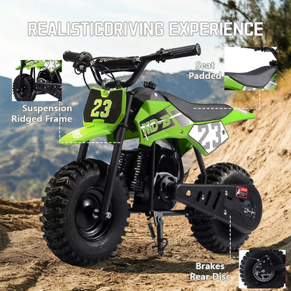 Kids Dirt Bike,Perfect Starter Gas Dirt Bike with Comfortable off-road tires,power Gasoline 49cc Dirt Bike for Kids 8-15,42��28��28in,2-Stroke,Green