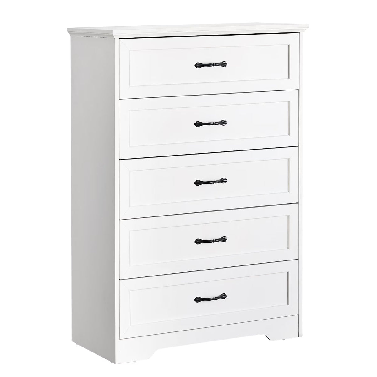 Luku Modern 5 Drawers Dresser, Chest of Drawers Closet Organizers and Storage Clothes, White