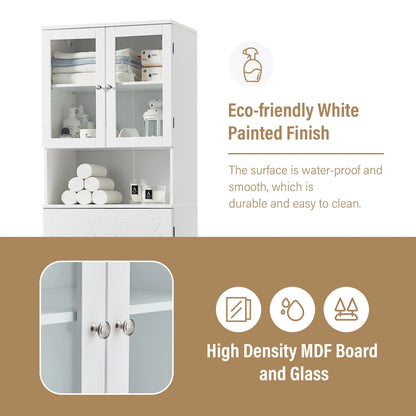 Bellemave White Tall Storage Cabinet with Adjustable Shelf Bathroom Cabinet with 1 Drawer and Storage Rack Large Freestanding Wood Cabinet Storage Organizer Floor Cabinet, White
