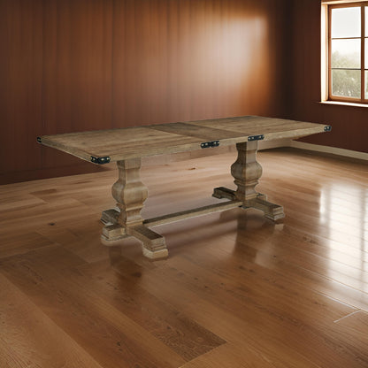 Tyler 88 Inch Classic Rectangular Dining Table Rubberwood Charcoal Gray