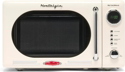Nostalgia Retro Compact Countertop Microwave Oven - 0.7 Cu. Ft. - 700-Watts with LED Digital Display - Child Lock - Easy Clean Interior - Orange