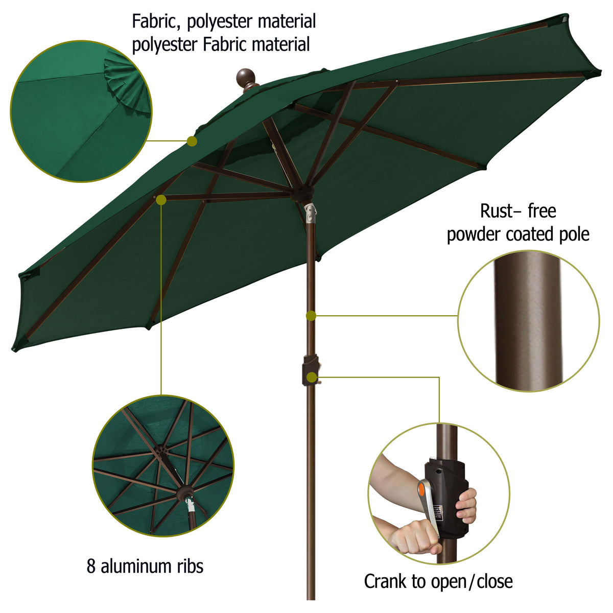 EliteShade 9Ft Market Umbrella Patio Outdoor Table Umbrella��Teal��