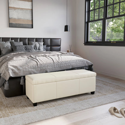 BELLEZE Storage Ottoman Bench Footstool - Amherst (Beige)