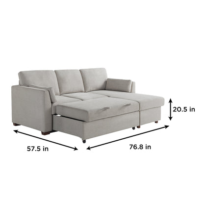 Coddle Luke Fabric Sleeper Sofa with Reversible Chaise and Storage, Beige