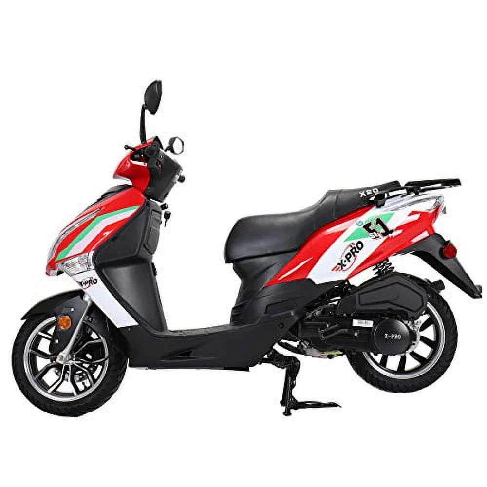 X-Pro Brand New 150cc Gas Moped Motorcycle, 13" Aluminum Wheels, Electric/Kick Start Large Headlights!