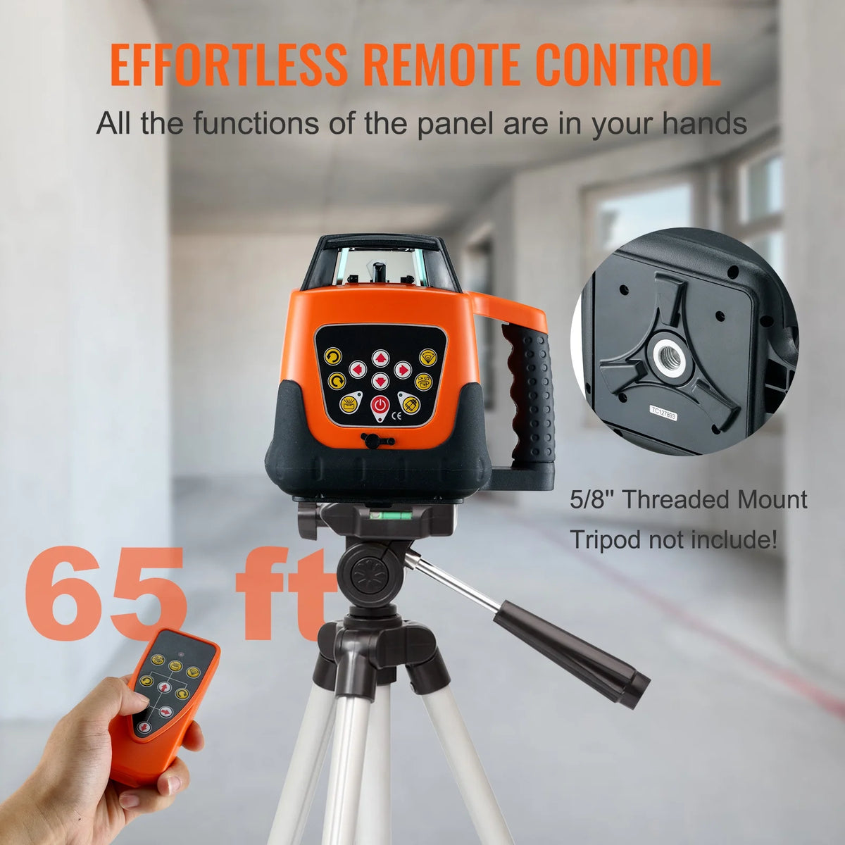 KFFKFF Laser Level, 1650ft Range, 360�� Self-Leveling Red Cross Line, Adjustable 5 Speeds & 4 Scan Angles, IP66 Water-Resistant, Remote & Manual Modes, Includes Battery