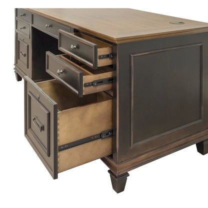 Martin Furniture Hartford White Wood Double Pedestal Desk Executive Desk