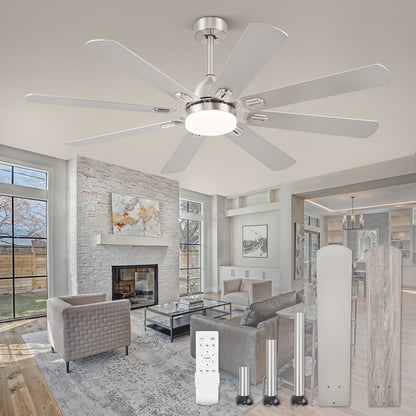 Zardon 62" Black Modern Ceiling Fan with Light and Remote Control, Reversible Quiet DC Motor, Bright LED Light, 6-Speed, Timer for Bedroom, Living Room