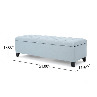 Noble House Hampton Contemporary Fabric Upholstered Storage Ottoman, White and Blue Floral