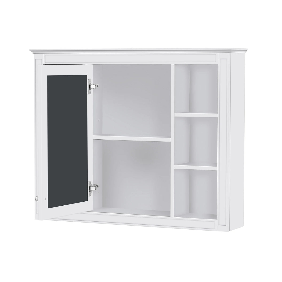 Furvclv Bathroom Wall Mirror Cabinet Modern Wall Mounted Cabinet Storage Organizer With Single Mirror Door 6 Open Shelves