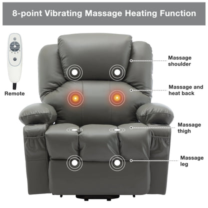 JONPONY Power Lift Recliner Chair Recliners for Elderly with Heat and Massage Recliner Chair for Living Room with Infinite Position and Side Pocket,USB Charge Port,Black