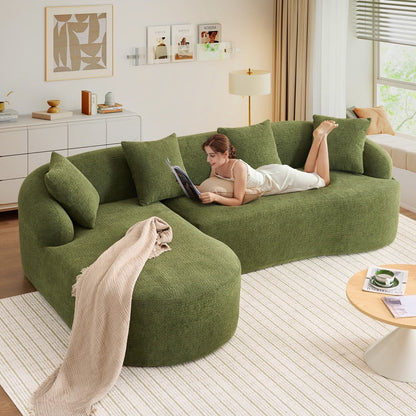 Timbernest 99" Modular Sectional Sofa with Pillows, Chenille L Shaped 3-Seater Couch with Deep Seat, White