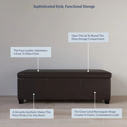 BELLEZE Storage Ottoman Bench Footstool - Amherst (Beige)