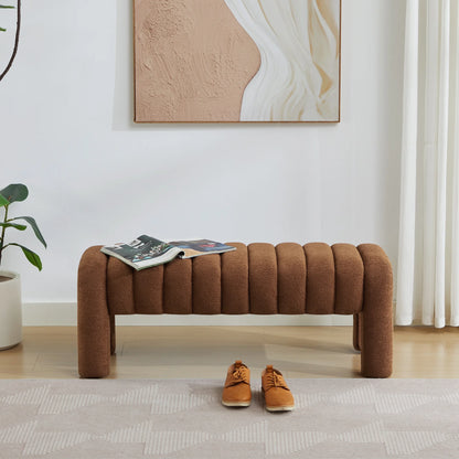 Zesthouse 63�� End of Bed Bench, Linen Tufted Upholstered Ottoman Bench with Padded Seat and Solid Wood Leg, Modern Entryway Bench for Bedroom, Living Room, Beige