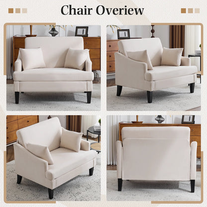Bezseller Oversized Accent Chair with High Back, Armchair for Living Room or Bedroom, Beige