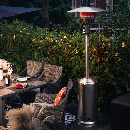 Nuu Garden Pyramid Patio Heater with Wheels, 48,000 BTU Outdoor Heaters for Outside Use, Quartz Glass Tube Propane Heater, Black